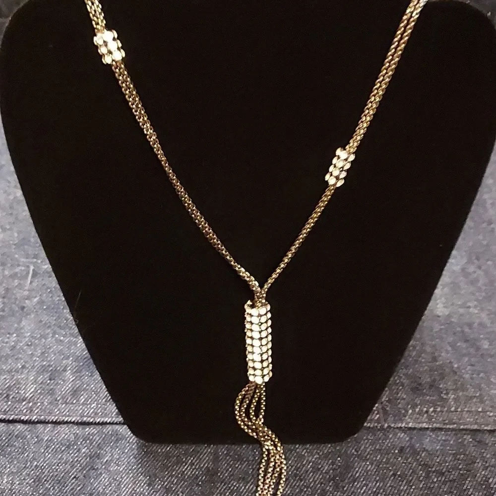 PARKLANE crystal necklace pendant tassel long necklace hematite
